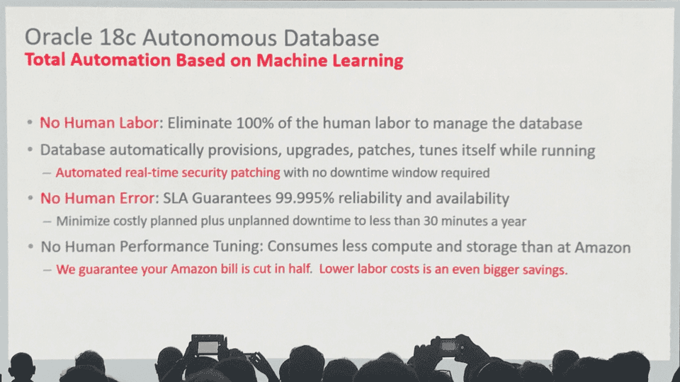 Oracle's Autonomous Database promises less than 30 minutes downtime a year