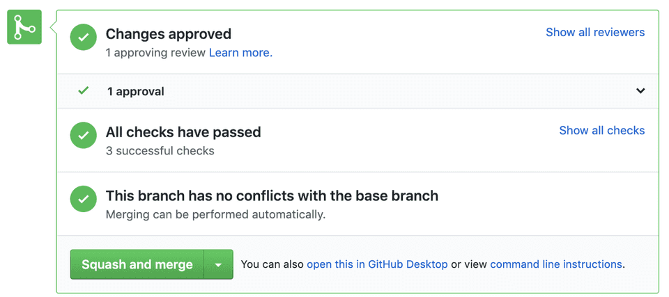 Everything’s approved, let’s squash and merge!