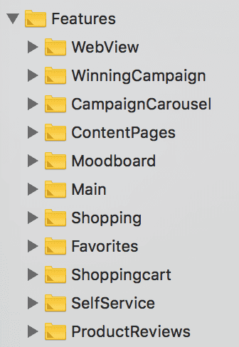 Features already organized per feature in groups