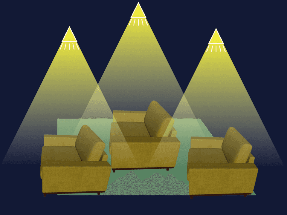 Multiple models with a light above them